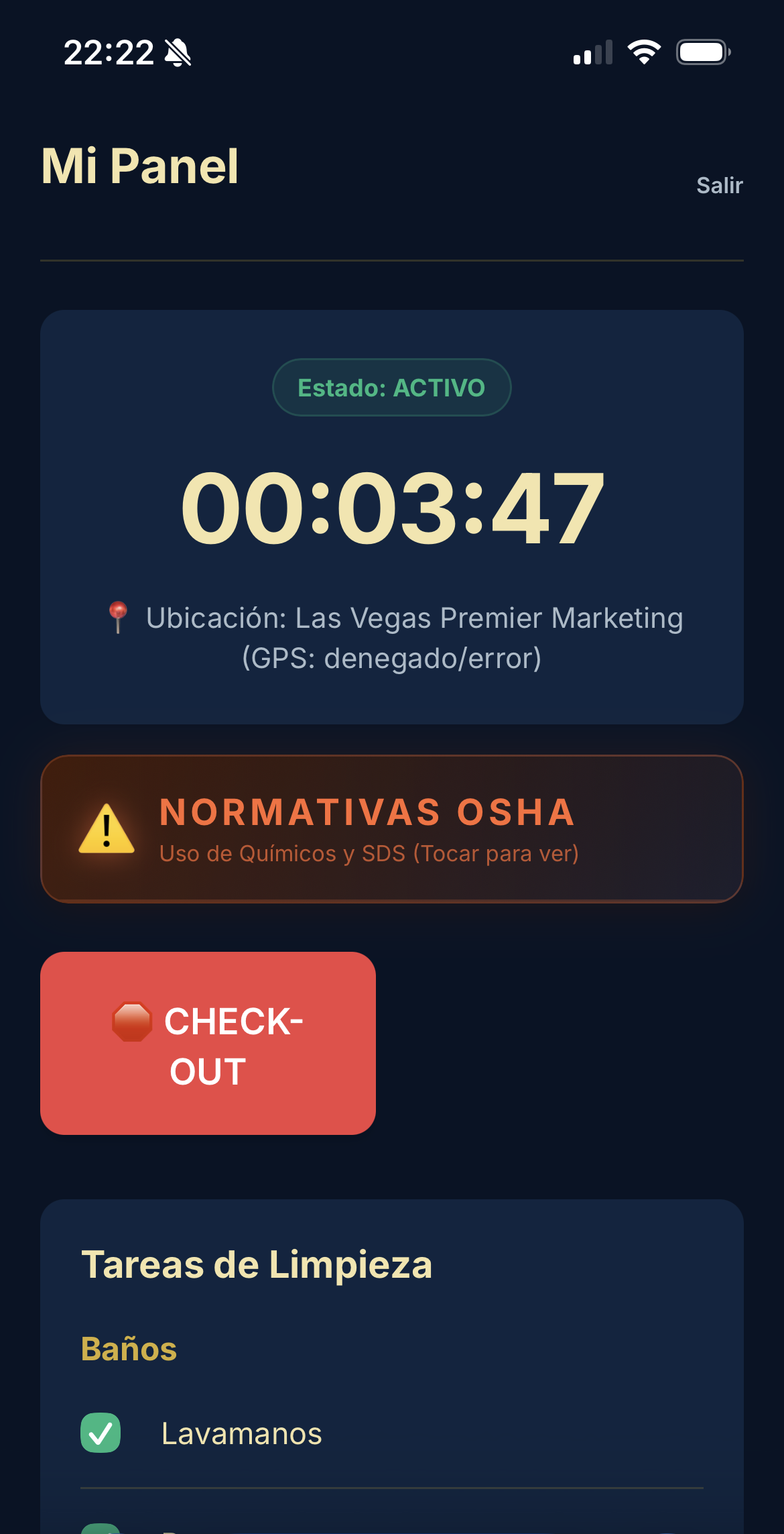 Completed tasks with green checkmarks